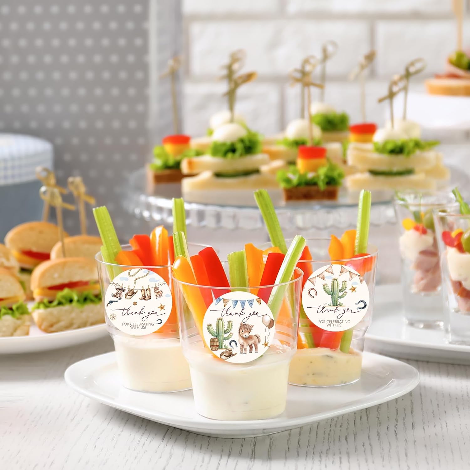 100Pcs Western Cowboy Thank You Stickers Vintage Wild West Rodeo Baby Shower Adhesive Sealing Label Decal Boots Cactus Sticker for Birthday - Image 6