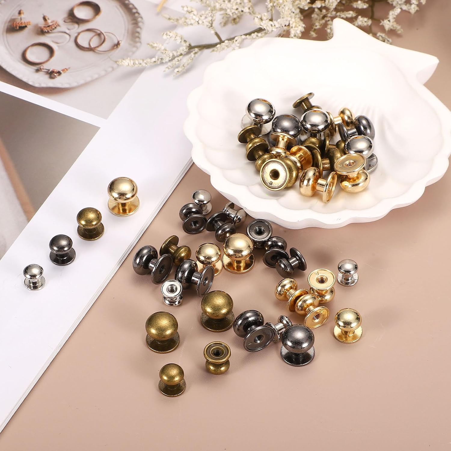 uxcell 26Pcs Mini Drawer Pulls 0.35x0.39 Vintage Small Knobs Bronze image 4