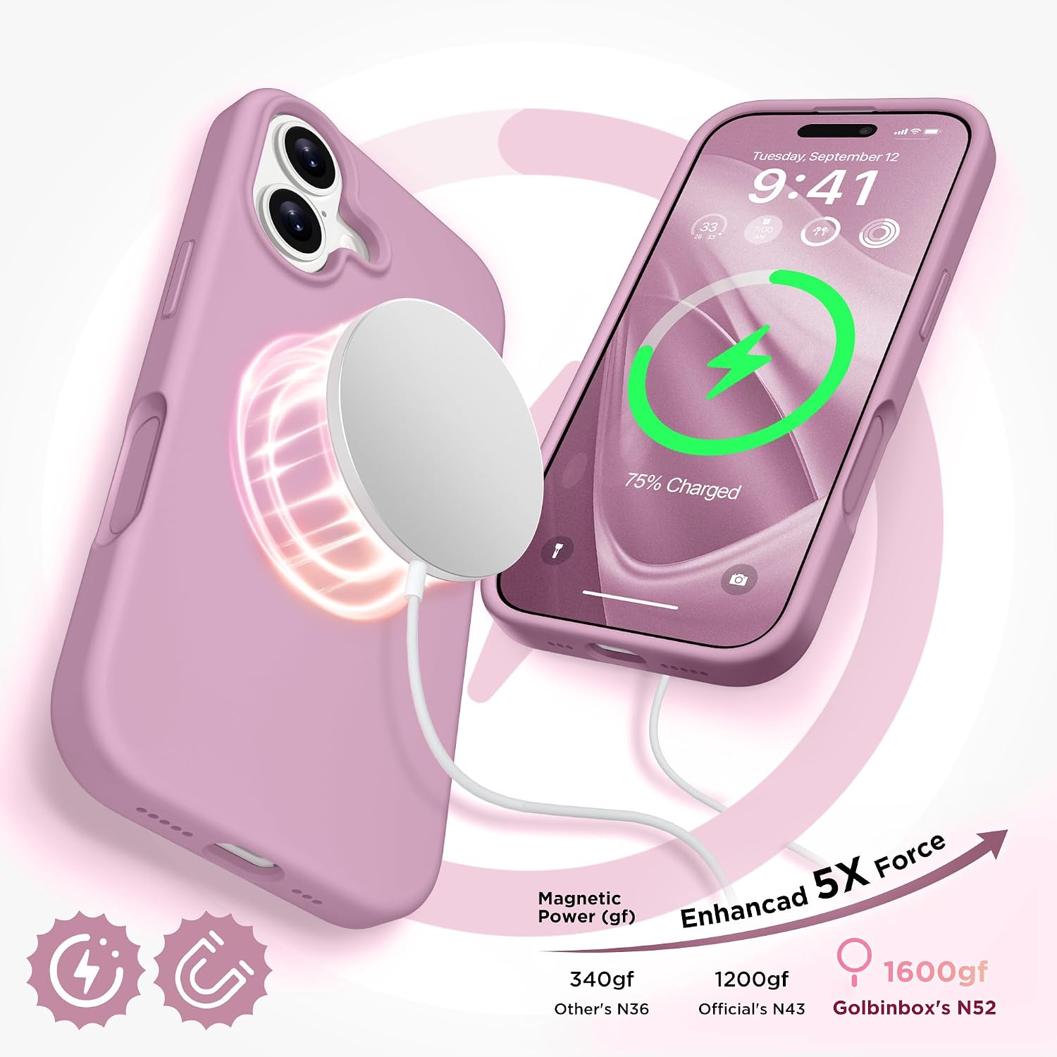  Magnetic for iPhone 17 Case, Silicone Cover, Roland Purple thumbnail