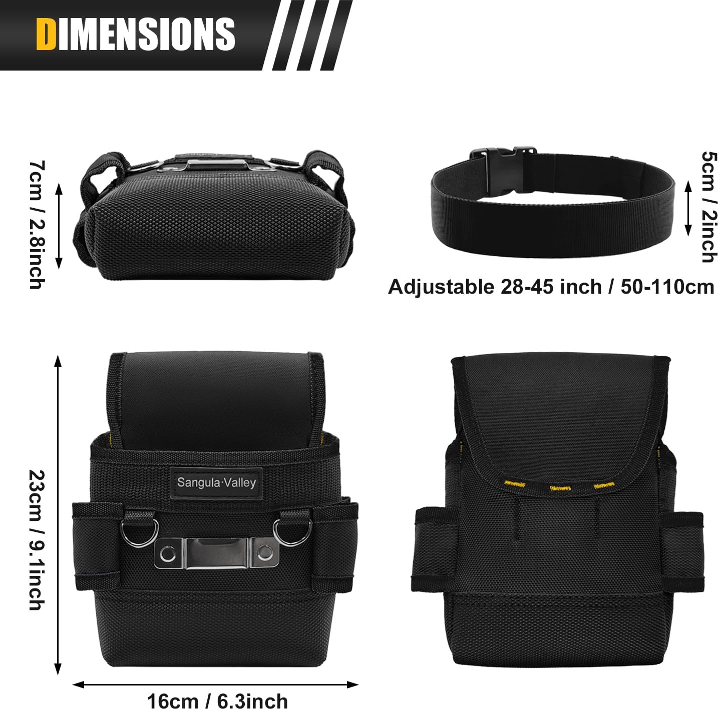 Tool Pouch,Professional Electrician Pouch, Multi-Pocket Belt Organizer,Suitable for Electricians/Carpenters/Plumbe (Black)