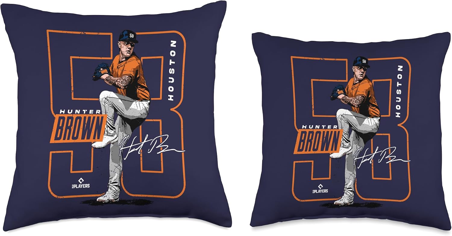 Hunter Brown | Houston MLB Baseball Players | MLBHBR202M Throw Pillow