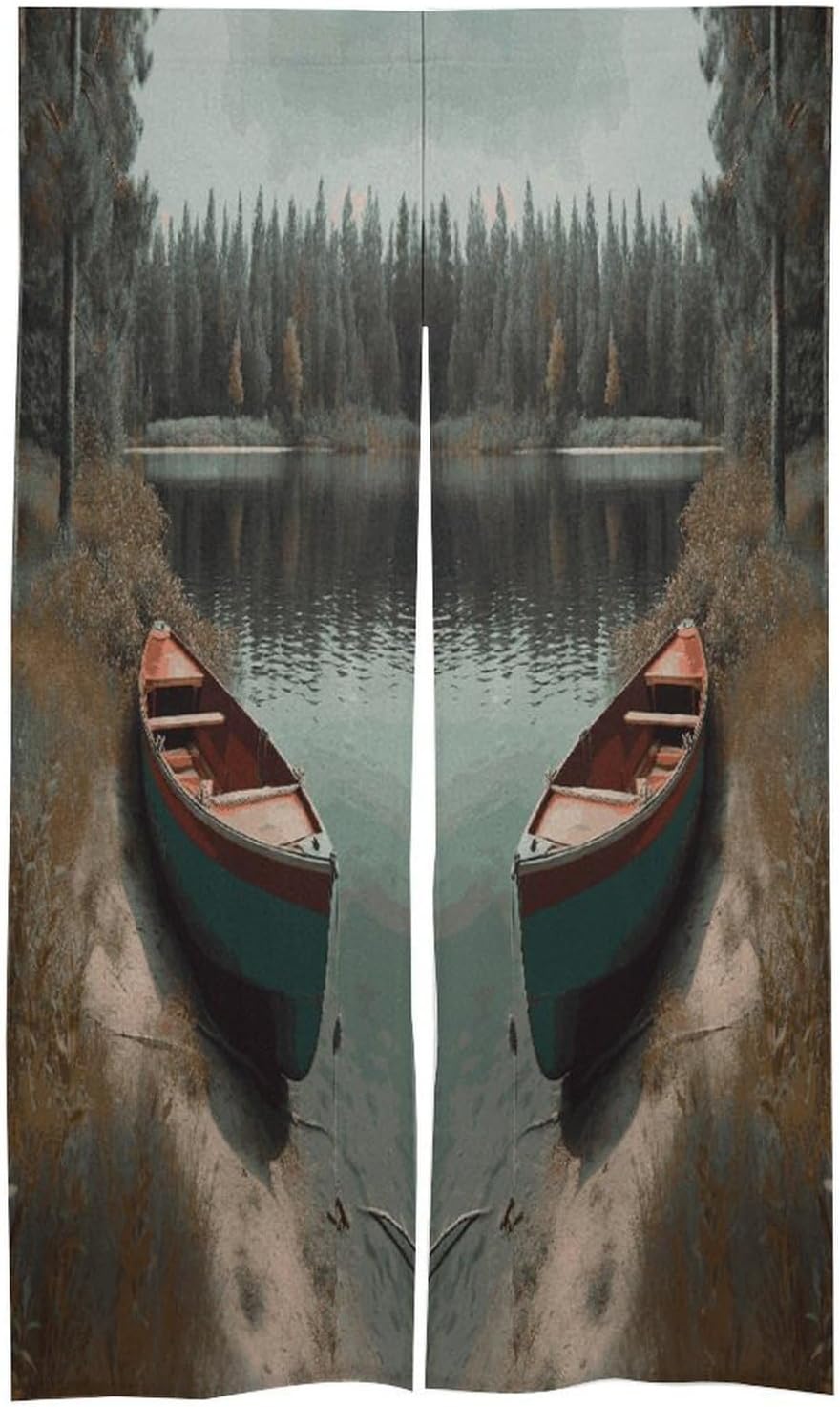 Boat Moored on Shore Door Curtain Printed Doorway Noren Japanese Style Doorway Room Divider Curtains for Privacy Partition Divider Kitchen Home Decorations Wall Hanging