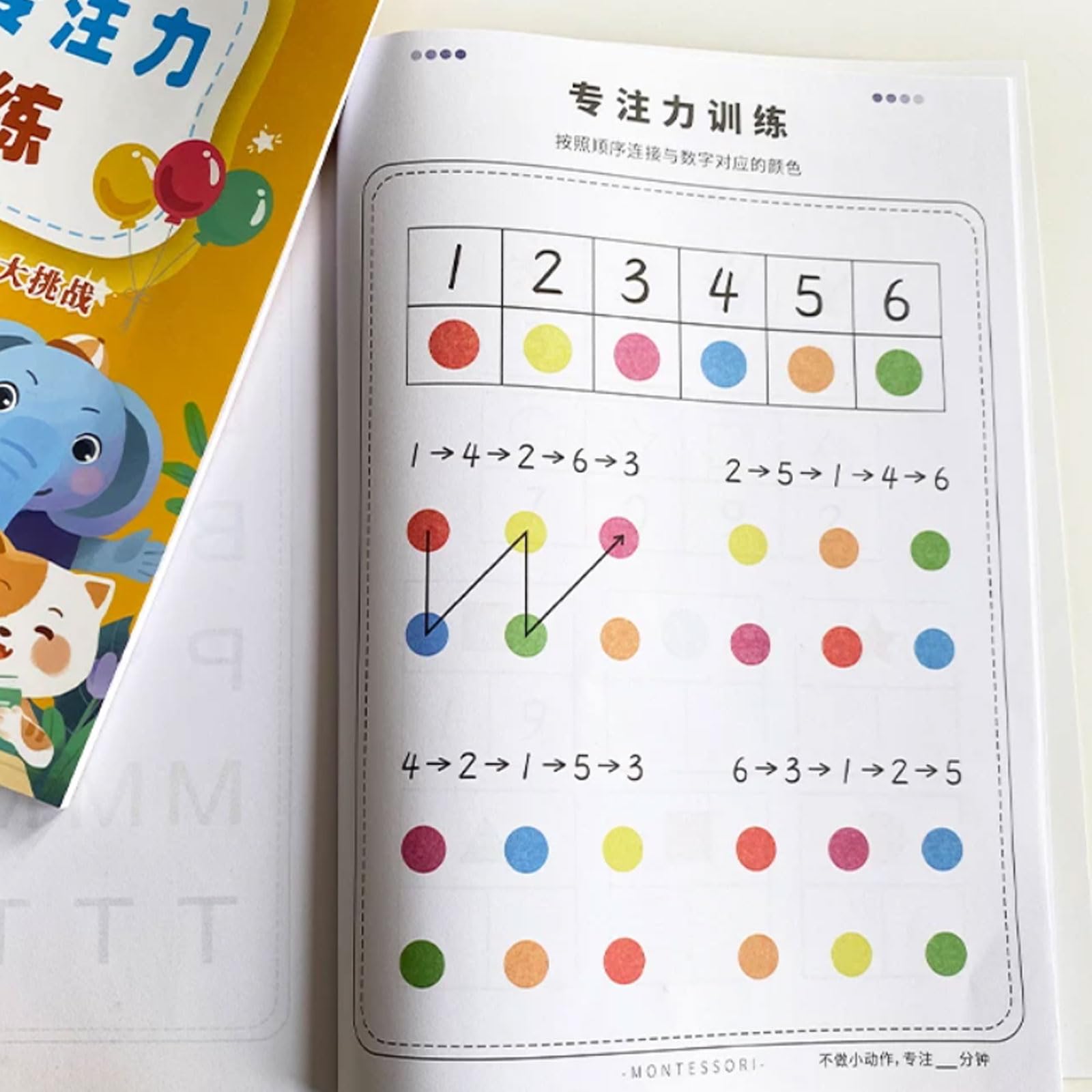 Libro Actividades Entrenamiento Enfoque Diario Montessori 60 Días | Cuaderno trabajo pensamiento lógico matemáticas pequeños, libro dibujo seguimiento, kit reutilizable aprendizaje