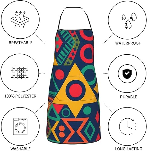 Miniatura 8 de Geometric patterns Chef Apron for Men and Women - Waterproof Kitchen Chef Apron with Pockets, Perfect for Cooking, Salon & More