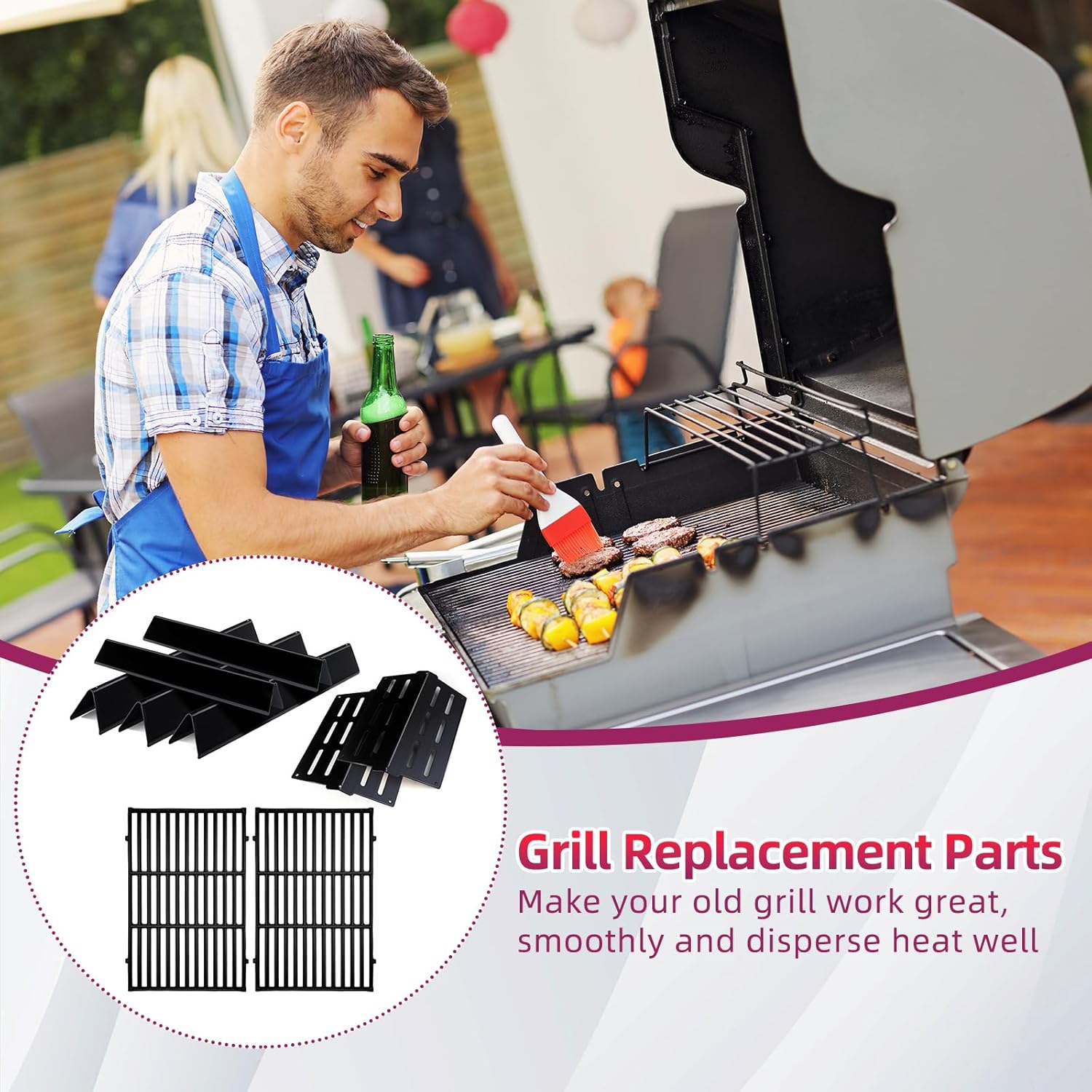 Grill Flavorizer Bars & Cooking Grids for Weber Genesis 300 Series (2011-2016) - E310 E320 E330 S310 S330 EP310 EP320 EP330 With Front Control Grills, Replacement For Weber Genesis Grill Parts