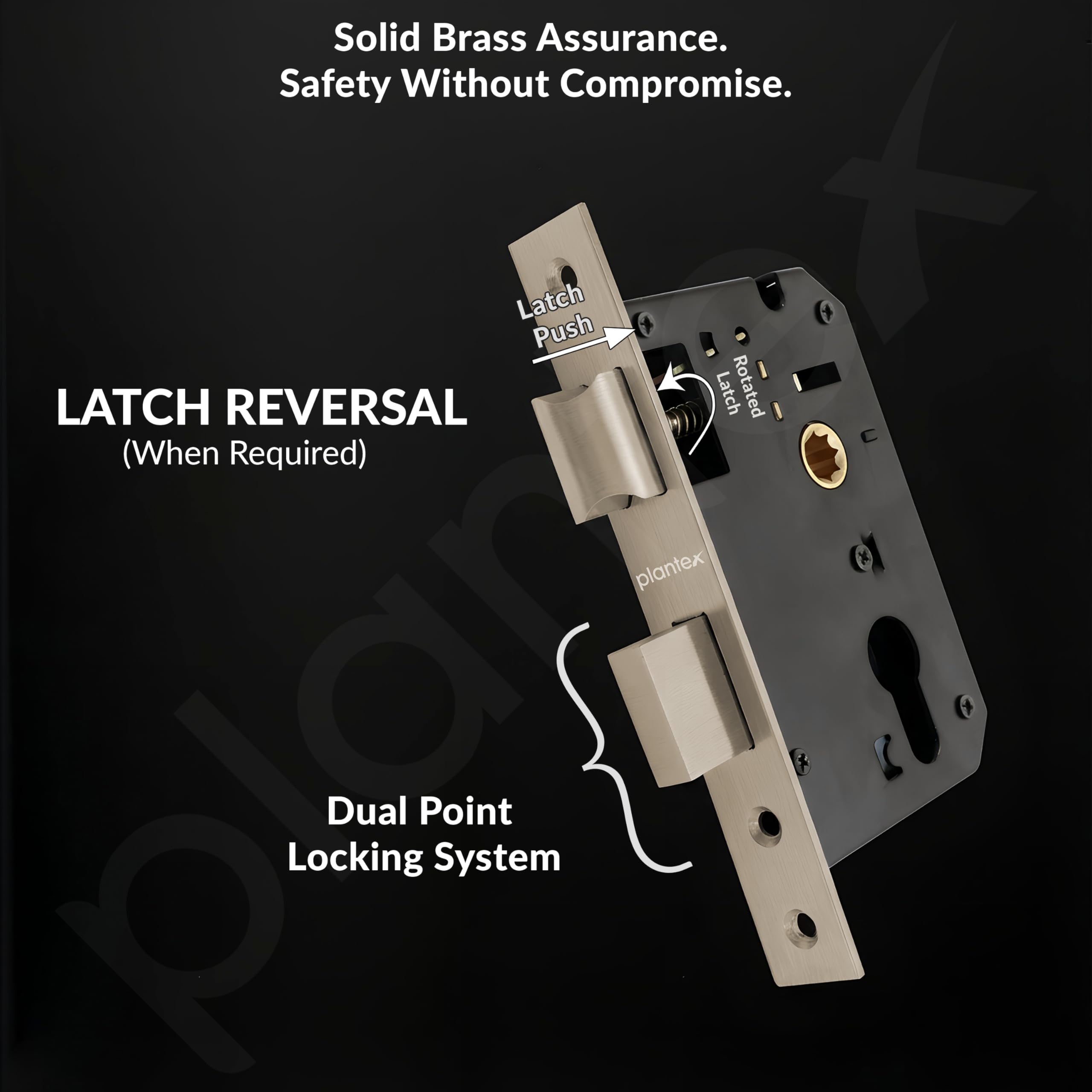 Plantex Mortise Lock Handle Set - 6-Lever, 3 Keys -8 Plantex Mortise Lock Handle Set - 6-Lever, 3 Keys -8