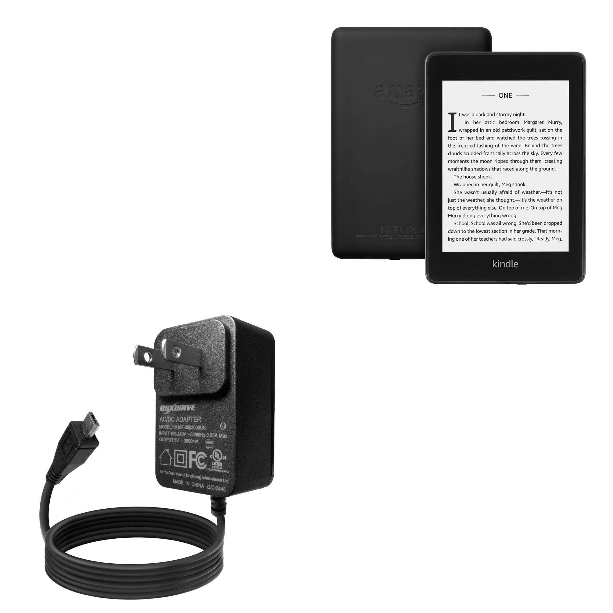 BoxWave Charger Compatible with Amazon Kindle Paperwhite (4th Gen 2018) - Wall Charger Direct (15W), Rapid Charge Your Device with Built-in 6ft Cable