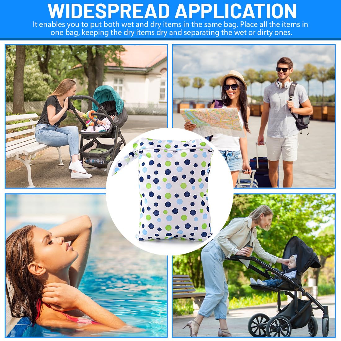 Set 2 sacche impermeabili 30x40cm per vestiti bagnati, costumi da bagno, pannolini e viaggi, resistente all’acqua, facile da pulire, ideale per scuola, sport e vacanze