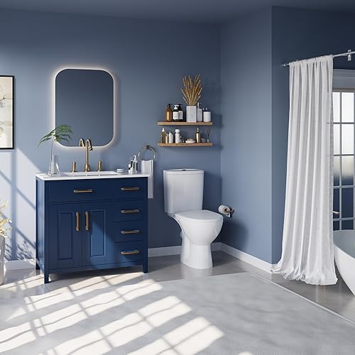 Miniatura 6 de Combinación de tocador de baño de 36 pulgadas con lavabo, moderno juego de gabinete de baño individual pequeño, incluye encimera de 37 pulgadas y