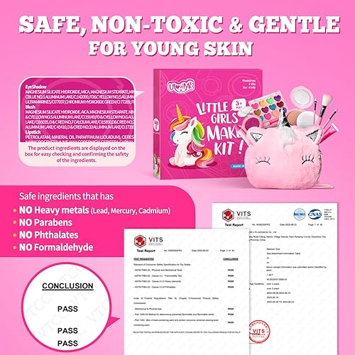 Miniatura 11 de ULOVEME - Kit de maquillaje real para niñas pequeñas, juguete de maquillaje real, no tóxico, lavable, regalo de cumpleaños para niñas de 3, 4, 5, 6