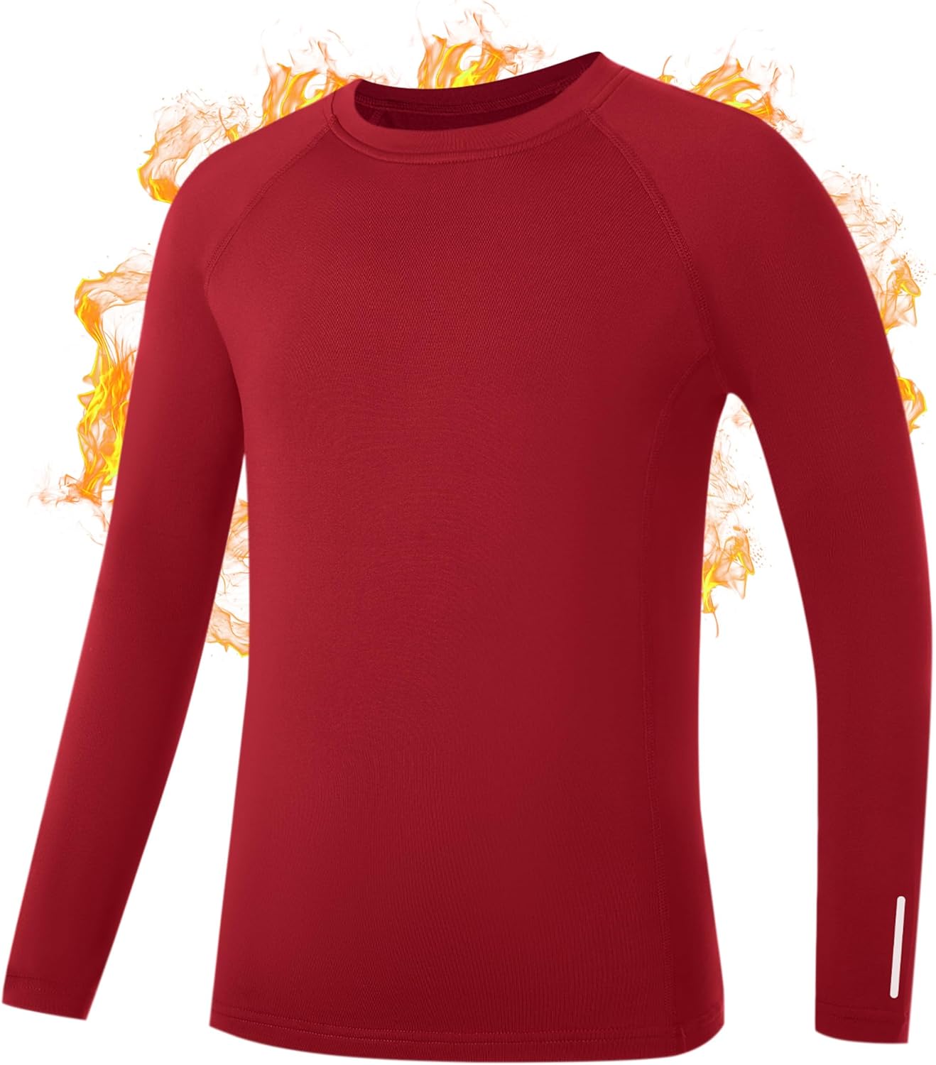 RIKUAOU Youth Boys Thermal Compression Shirts, Fleece Lined Long Sleeve Undershirt, Athletic Base Layer Top Soccer Football