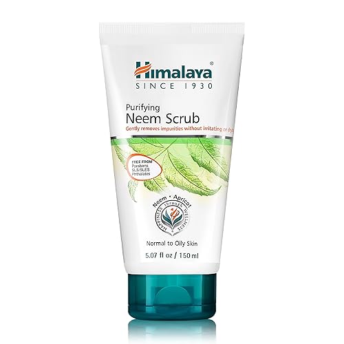 Himalaya Exfoliante purificador de neem con neem y albaricoque, para pieles normales a grasas, libre de parabenos, SLS y ftalatos, probado