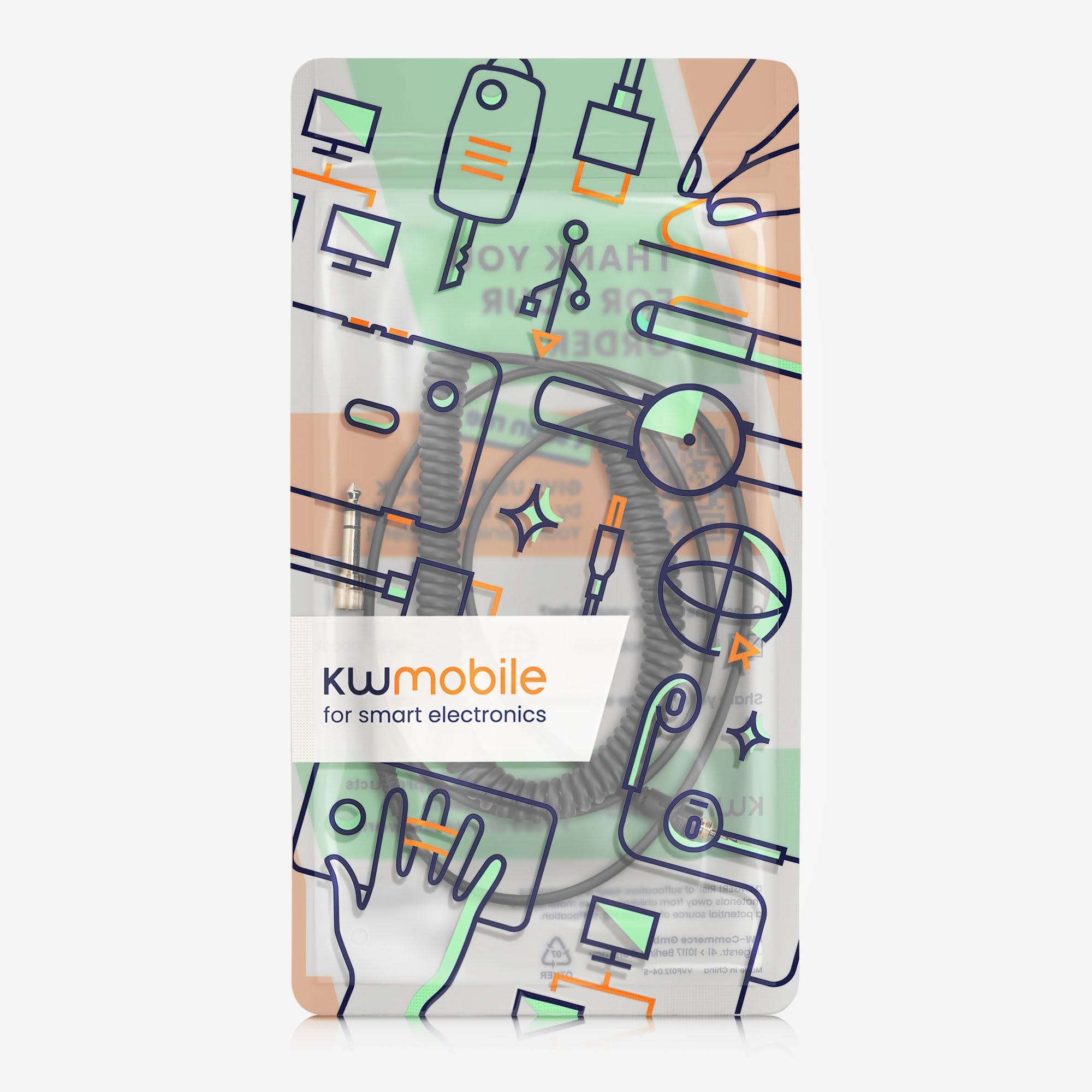 kwmobile Câble compatible avec AudioTechnica ATH-M50X / M40X / M60X / M70X - Câble de Rechange 3,5mm pour Casque Audio avec Adaptateur Connecteur 6,35 mm