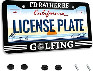 I'd Rather Be Golfing License Plate Frame Funny Golf License Plate Frames for Car Decorative Parts Rustproof License Plate Cover for Standard Us Canada License Plate Holder Unisex 12x6 Inch