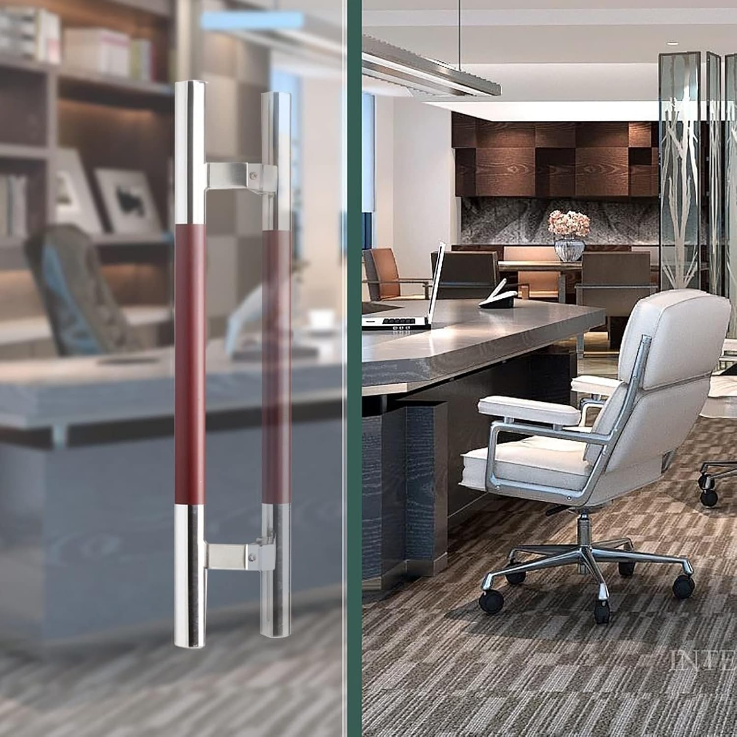 Stainless Steel Sliding Glass Door Handle Set, Round Push Pull Bar for Exterior & Interior Doors, Back-to-Back Model, Hotel Home Entry(80Cm/31.5In)