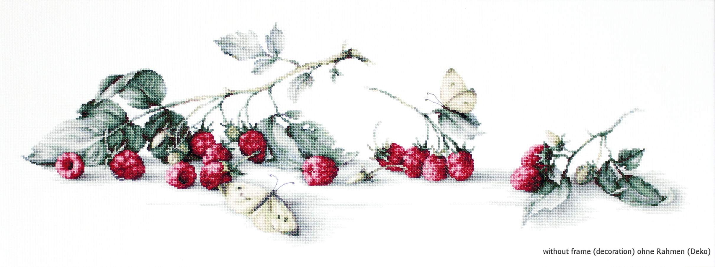 Luca-S Raspberries Counted Cross Stitch Kit, Pack of 1, White, Small