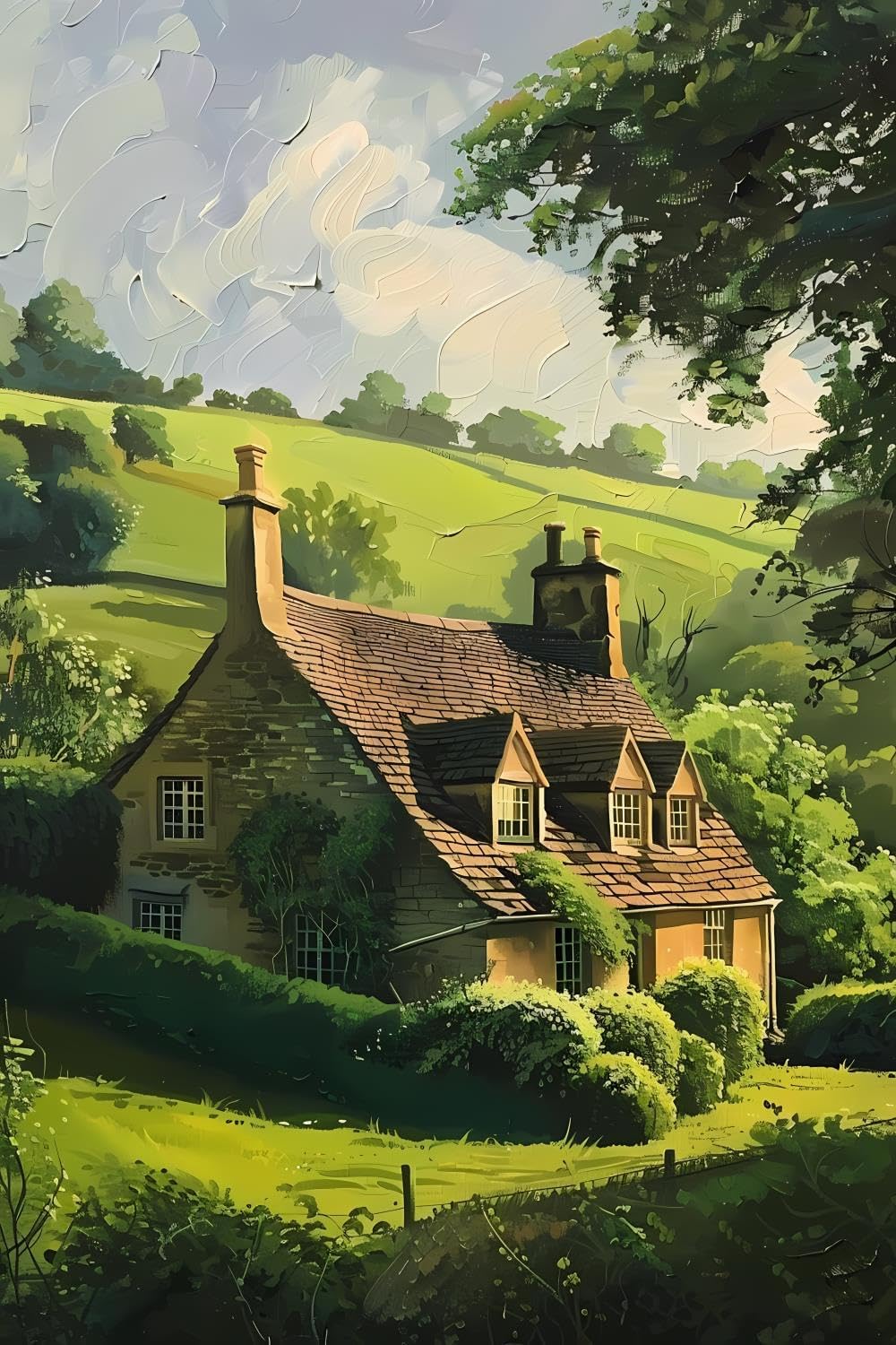 JOEAUEN DIY House Diamond Painting, The Quaint Old Cottage Paint by Numbers for Beginners, Full Round Diamond Art Kits for Room Decor & Living Room Decor (20x30 inch)