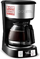 Gourmia GCM3518 5-Cup Programmable Drip Coffee Maker - Compact, Pause & Serve, 4-Hour Keep Warm, Black