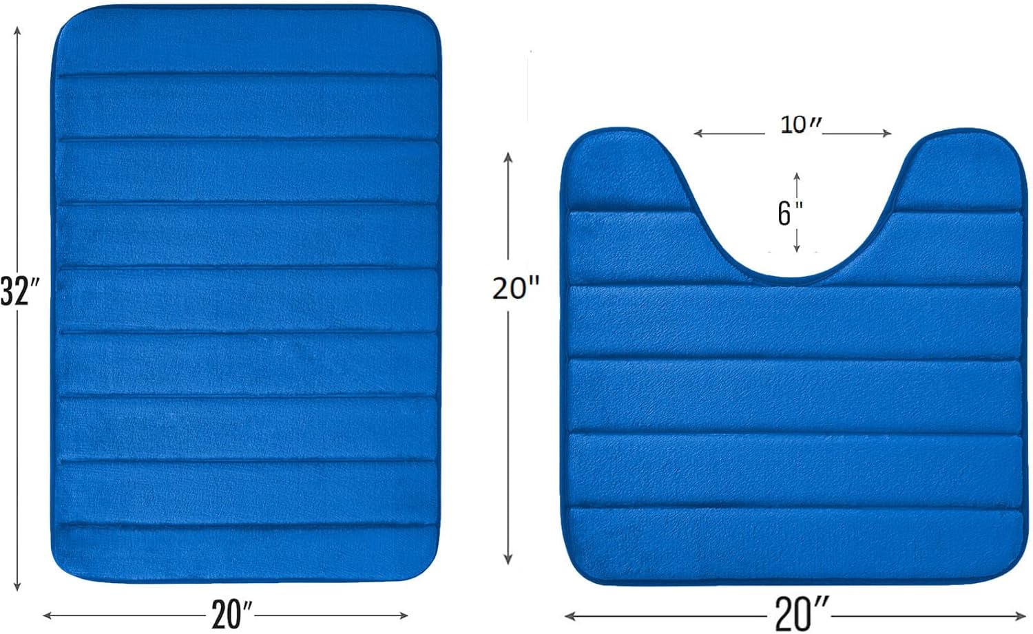 Yafa Home Fashion 2pc Bath Rug Set, Memory Foam; Water Absorbent & Non-Slip Bathmats(Royal Blue)