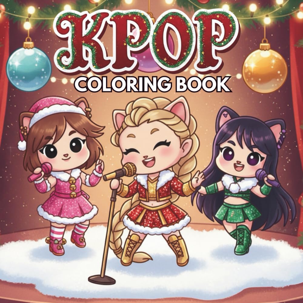 K-pop Coloring Book: Featuring Idols in Cozy Christmas & Wintertime Scenes | For Adults & Teens Who Love K-Pop | 50 Cute Holiday Chibi-Style Coloring Pages