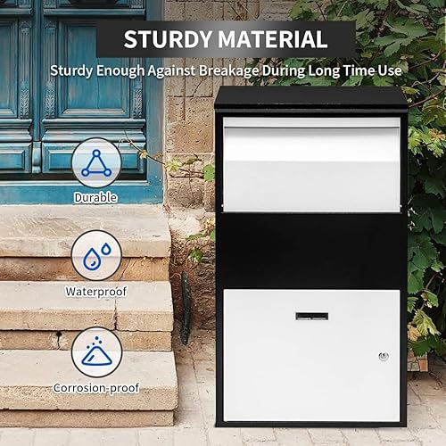 Miniatura 6 de Ydocabinit Cajas de entrega de paquetes para exteriores, buzón extra grande, buzón de paquete de acero galvanizado, montado en la pared, antirrobo