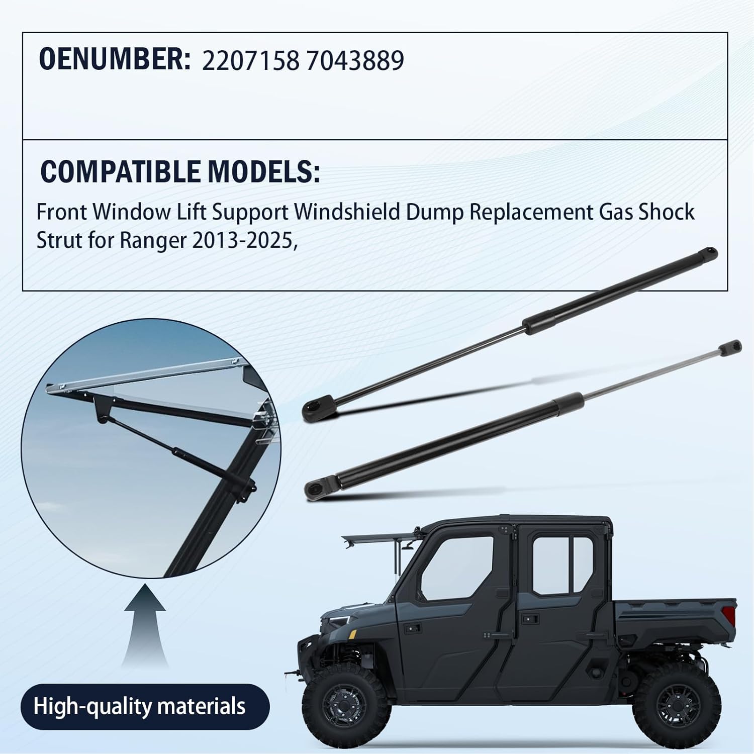 2 Pcs 7043889 Front Window Lift Support 7043889 Fit for P-olaris Ranger 2013-2025, Windshield Gas Shock Strut Replace C16-32076 2207158