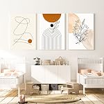 CANIPHA 6 Pcs Minimalist Boho Art Wall Decor, Abstract Boho Canvas Wall Art Geometric Wall Art, Line Art Leaf Wall Decor Exhibition Posters, Modern Paintings Pictures for Living Room Bedroom Gallery