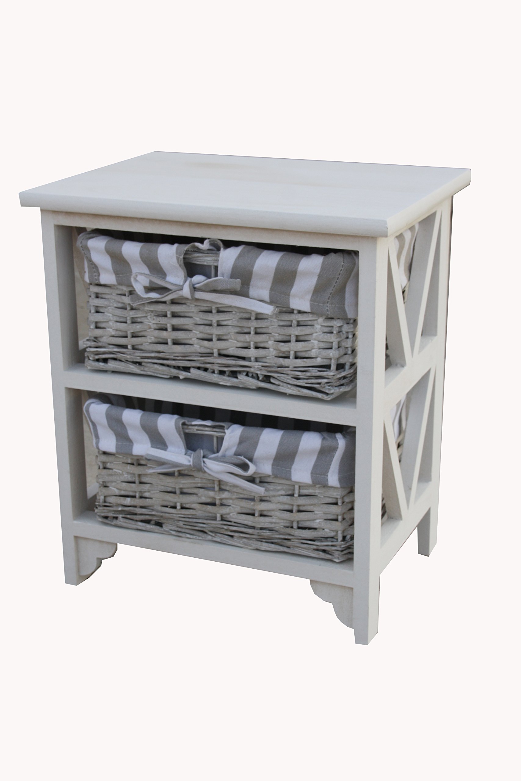wicker drawer unit on Shabby Chic Modern Wooden Cabinet Storage Units Cupboard With 2 Wicker Baskets Drawer Bedroom Bathroom Furniture 2 Draw Buy Online In Jamaica At Jamaica Desertcart Com Productid 59100598