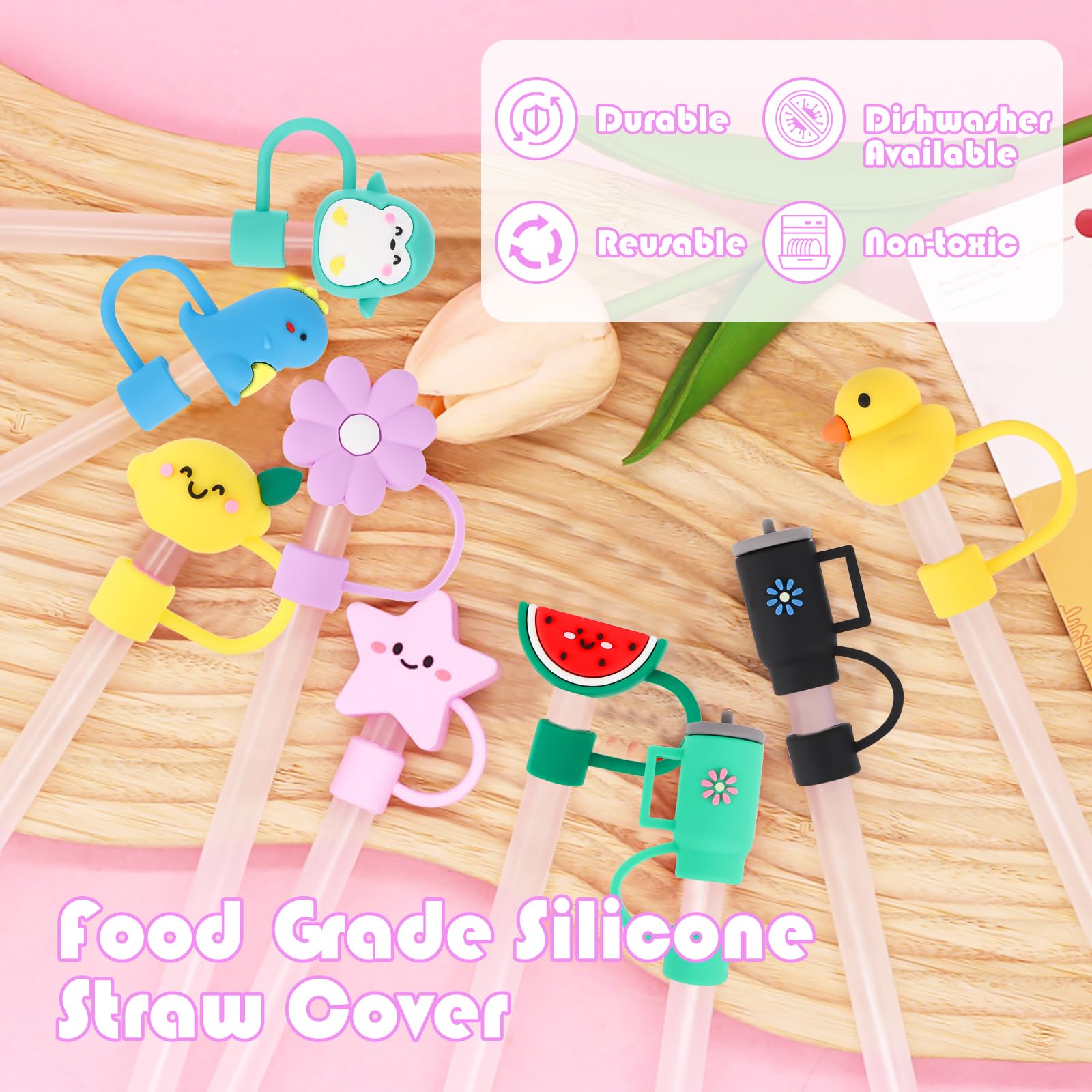 Bouchon Paille En Silicone Pour Gourde Vieux Rose