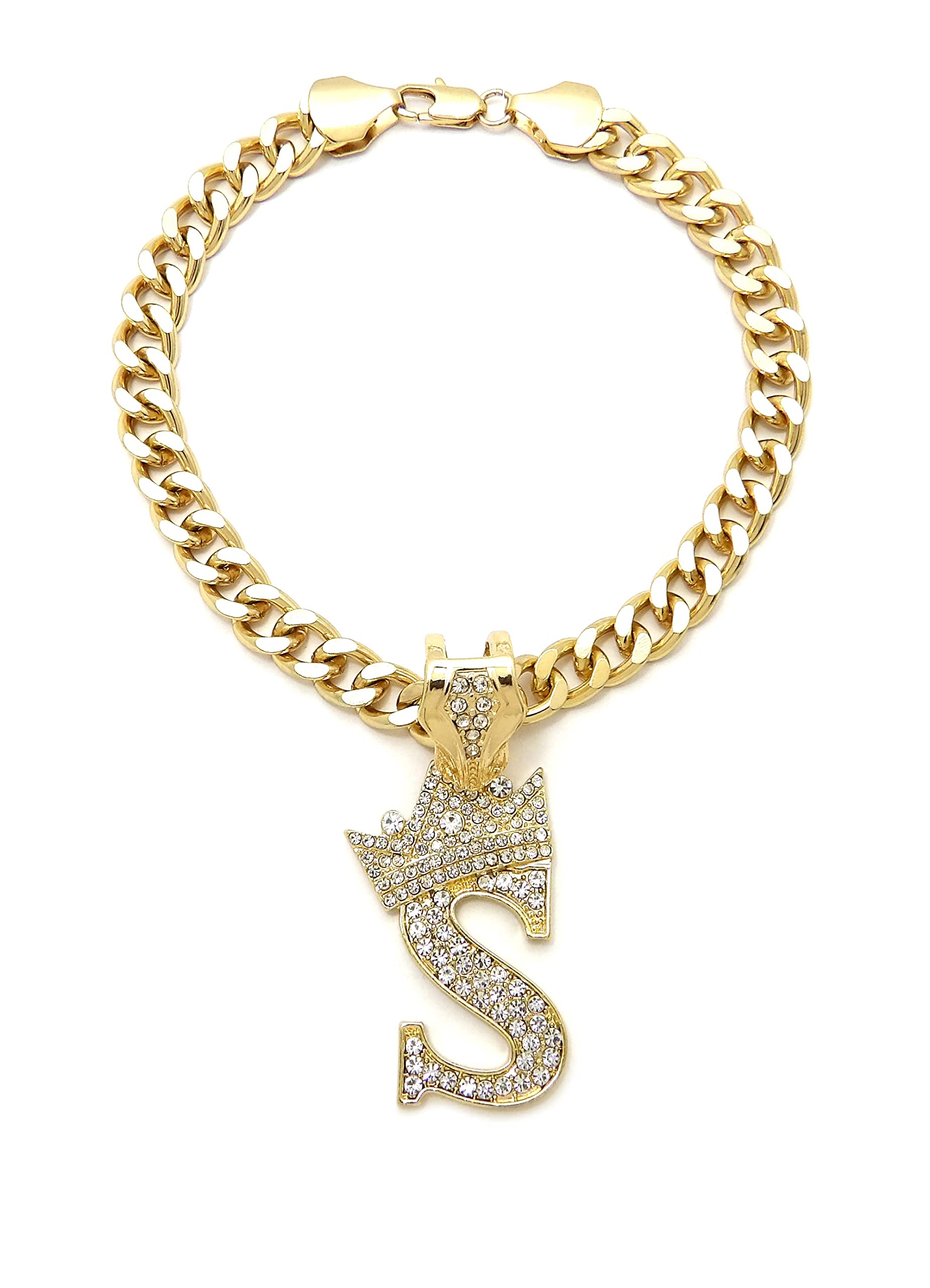 Initial Letter Cuban Chain Dog Chain Pet Chain Pet, Cat, Puppy Necklace (S, 16")