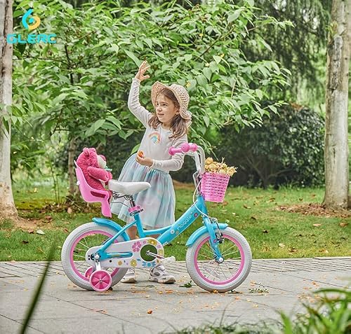 Glerc 12 Inch Kids Bike For 1 2 3 4 Years Old Little Girls Cute Bicycles With Basket Training Wheels And Bell,Color Blue #TOP3