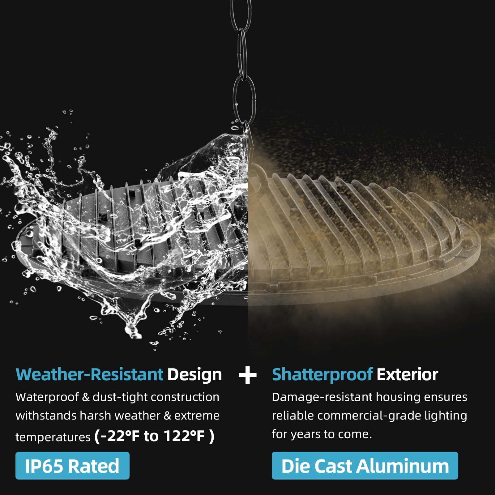 2 Pezzi 500W LED lampada da soffitto per officina 6500K bianco freddo faretto da soffitto | IP65 impermeabile UFO illuminazione per capannoni faretto per capannoni lampada industriale