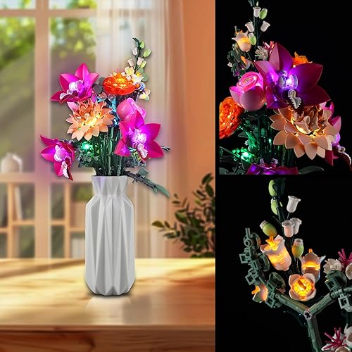 Miniatura 16 de Vaodest Luz LED para modelo de ramo de flores Lego 10280, diseño y configuración compatible con el modelo 10280