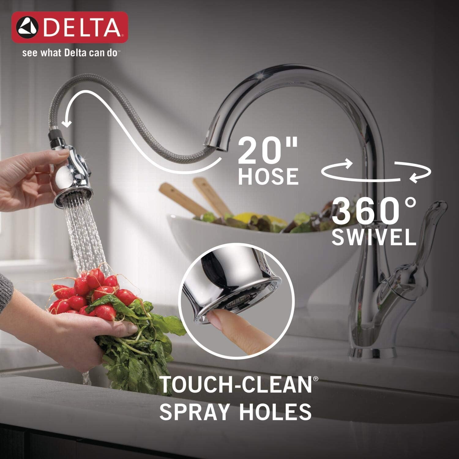 Delta Faucet Leland Pull Down Kitchen Faucet with Pull Down Sprayer, Kitchen Sink Faucet with Kitchen Soap Dispenser, Faucets for Kitchen Sinks, Single-Handle, Chrome