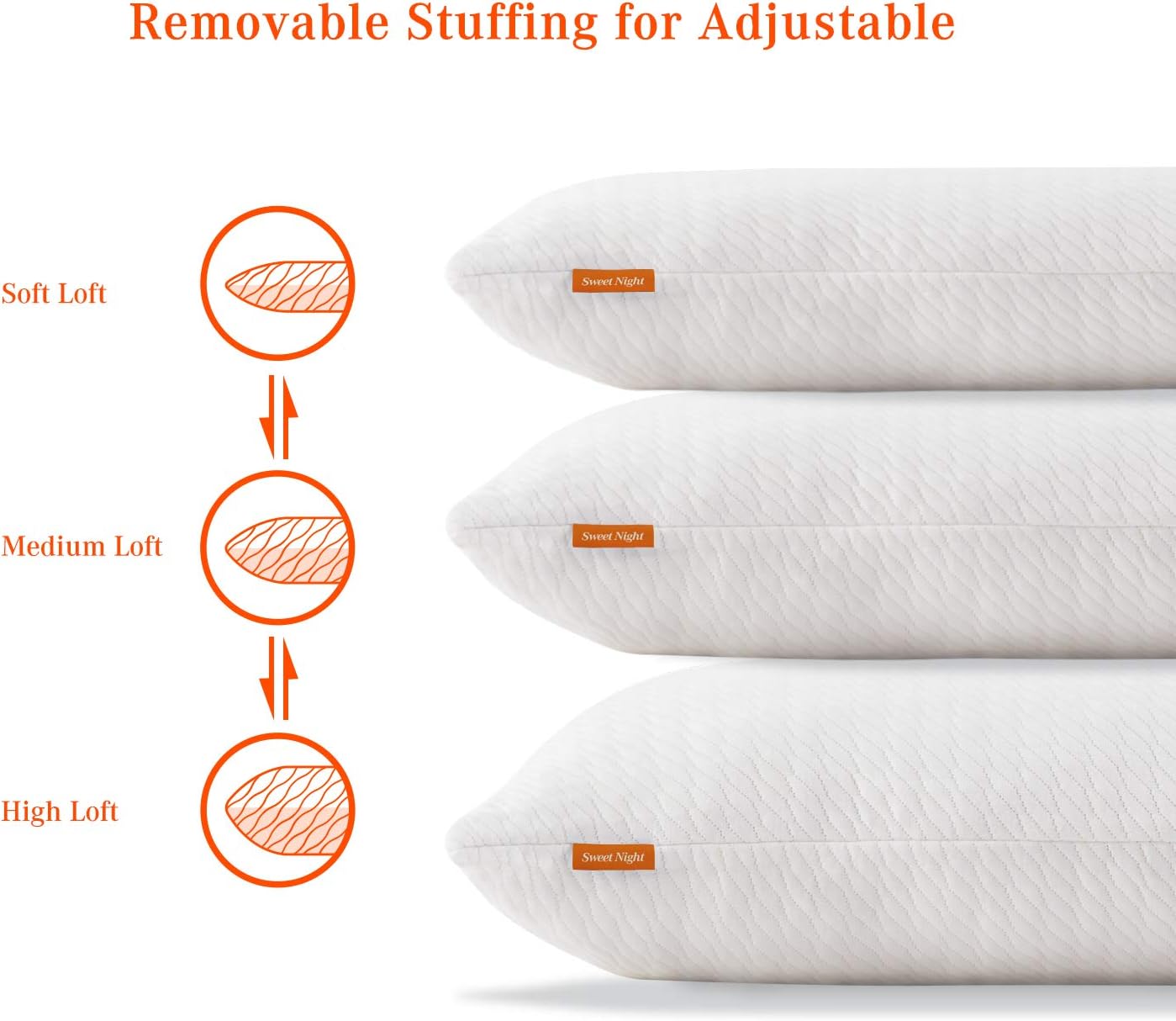 Frее Shірріng 🛒 Sweetnight King Size Pillows for Sleeping-Adjustable Bamboo Charcoal Shredded Memory Foam Pillow with Removable Cooling Bamboo Pillow Case for Side/Back/Stomach Sleeper, Full Support&Neck Pain Relief