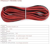 Vista 8 de Cable de extensión de 65.6 pies JACKYLED 20M 22AWG Cable de alambre LED para tiras LED de un solo color 22/2 de bajo voltaje, negro y rojo, luz LED