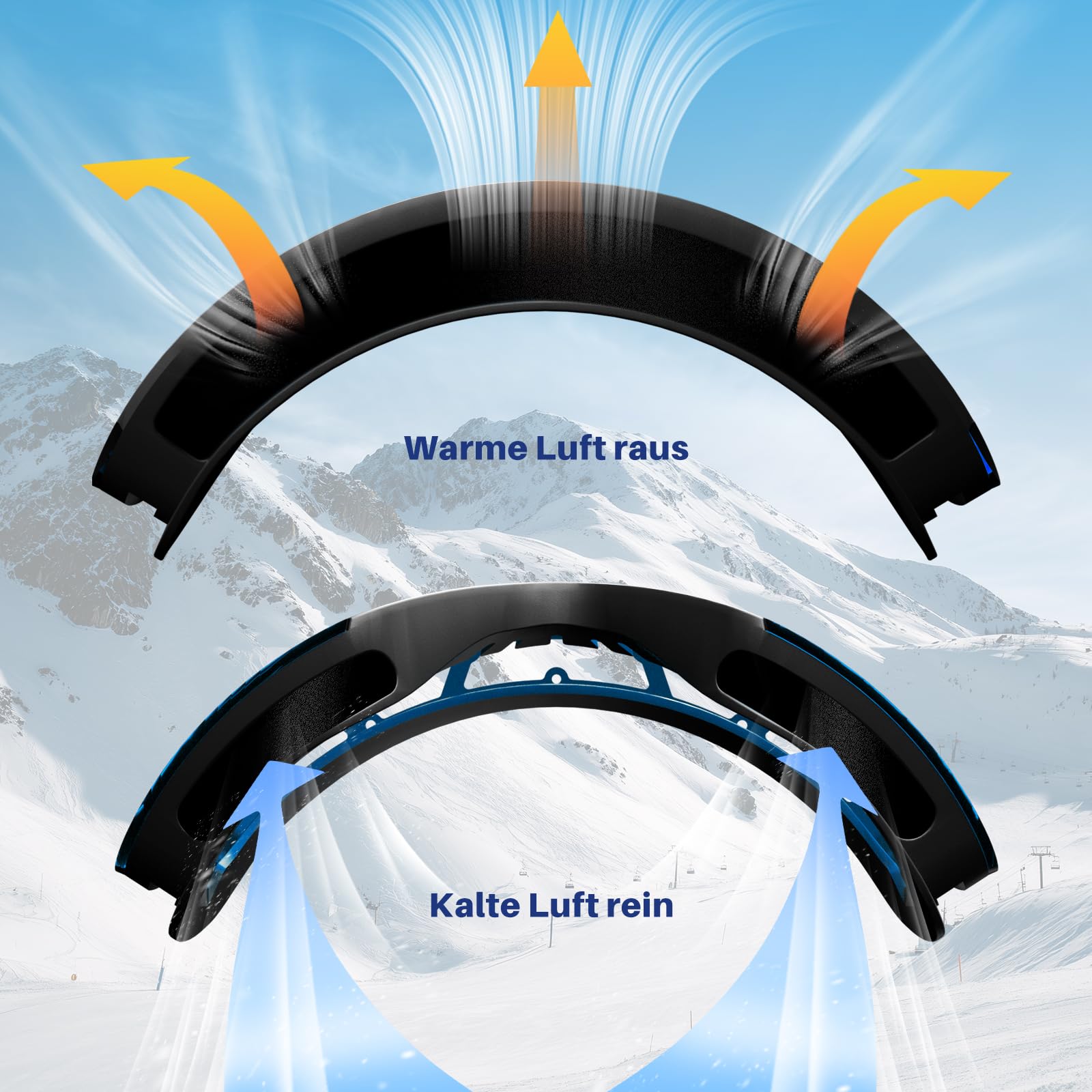Skibrille für Herren & Damen und passende Wechselgläser, OTG Snowboardbrille mit optionalem Magnet-Wechselsystem, UV400 Schutz & Anti-Fog