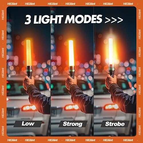 Miniatura 4 de HiGiant Paquete de cuatro varitas de tráfico de 11 pulgadas, linterna LED de tráfico con tres modos intermitentes, bastón de control de señal
