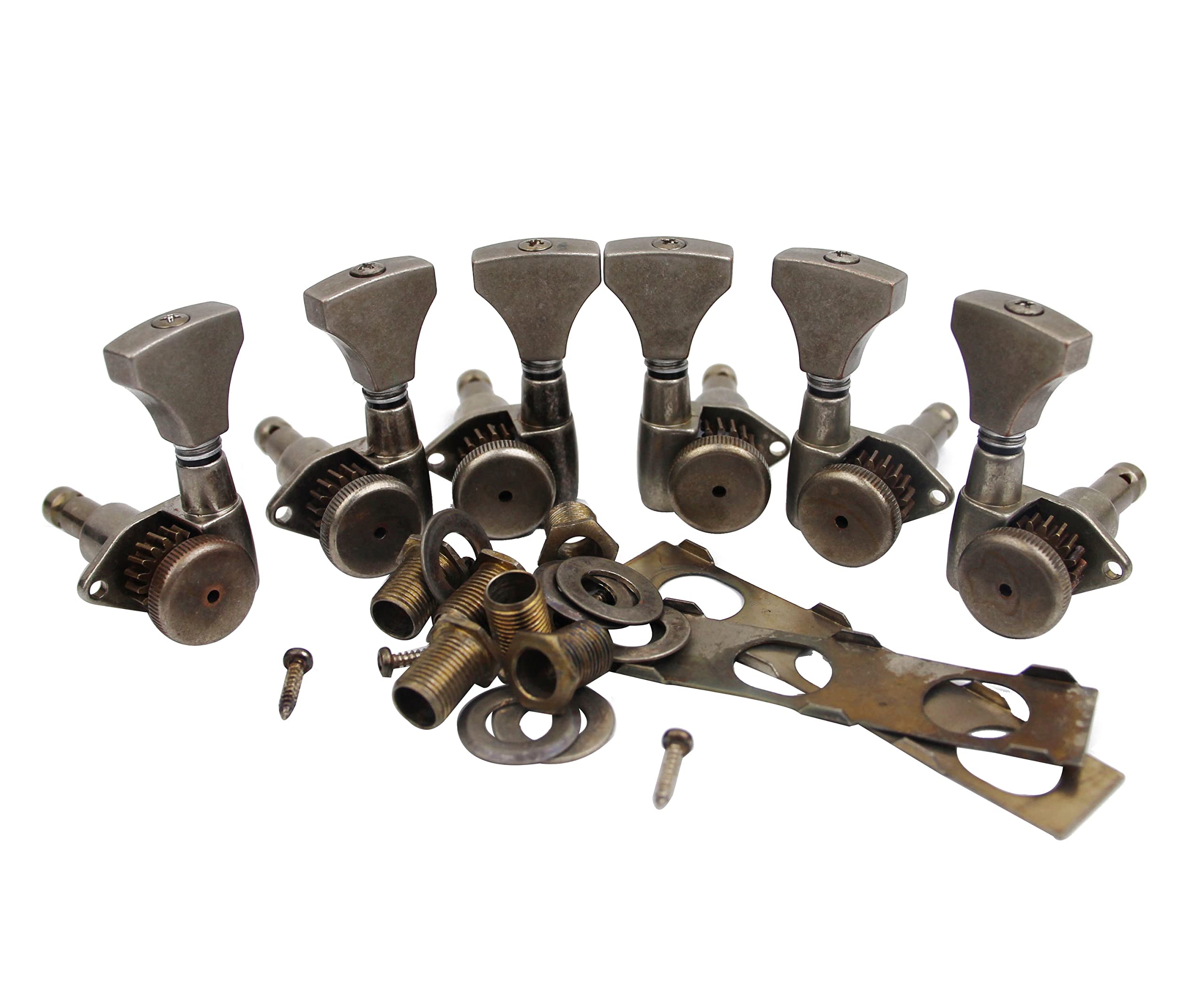 Guyker Ensemble d'accessoires de guitare couleur rouille - Accordeurs verrouillables (3R + 3L) - Chevalet Tune-O-Matic et cordier de butée - Compatible avec Relic de guitare électrique LP à 6 cordes
