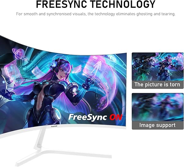 Gawfolk 27 Inch PC computer screen,1800R Curved Gaming 200Hz Monitors, FHD1080p,1ms,Built-in speaker, freesync, 98%sRGB,178 ° Angle View,HDMI DisplayPort, Compatible with Wall-Mounted 100*100MM-White - 3