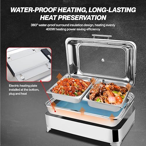 Miniatura 2 de Plato eléctrico para rozar, plato eléctrico de 9 cuartos con temperatura ajustable de 32.0 F a 212.0 F de acero inoxidable, control de temperatura,