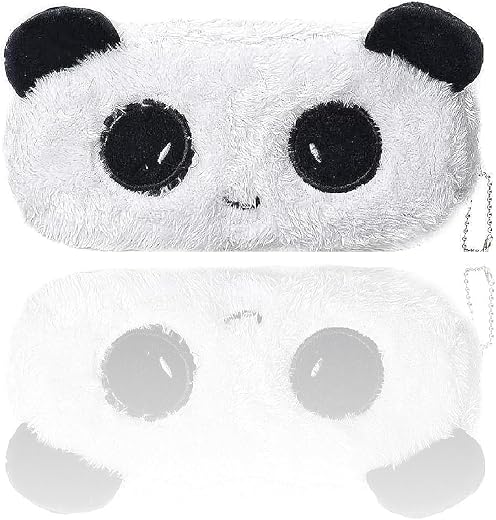 KOBBET Soft Fur Panda Geometry Pouch Panda Storage Bag Make Up Zipper Pouch Rainbow Cute Travel Pouch Cute Pencil Pouch fo...