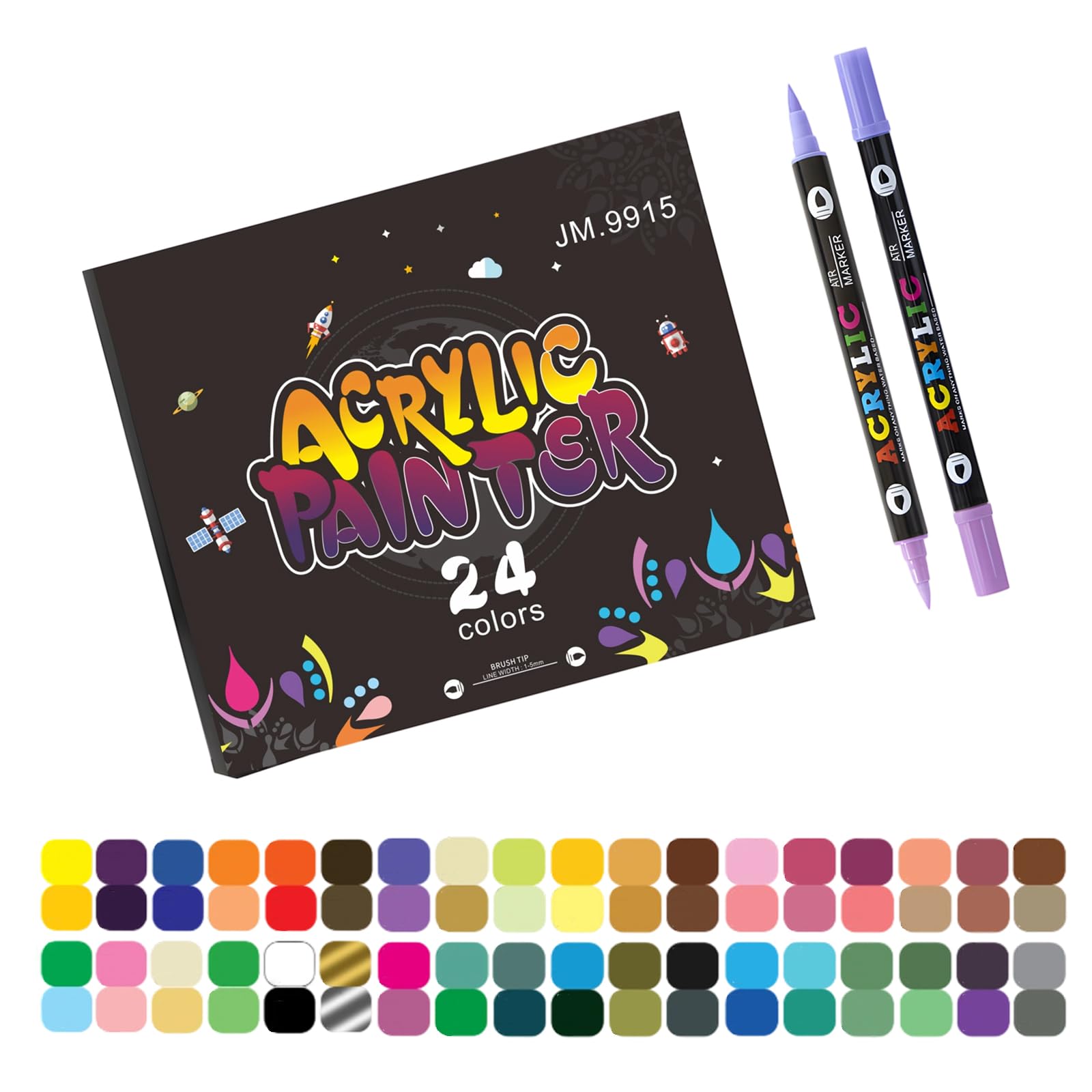 Pennarello per pittura acrilica con punta a pennello impermeabile per dipingere carta, legno, tessuto, metallo, pietra, cartoncino, materiali artistici per studenti
