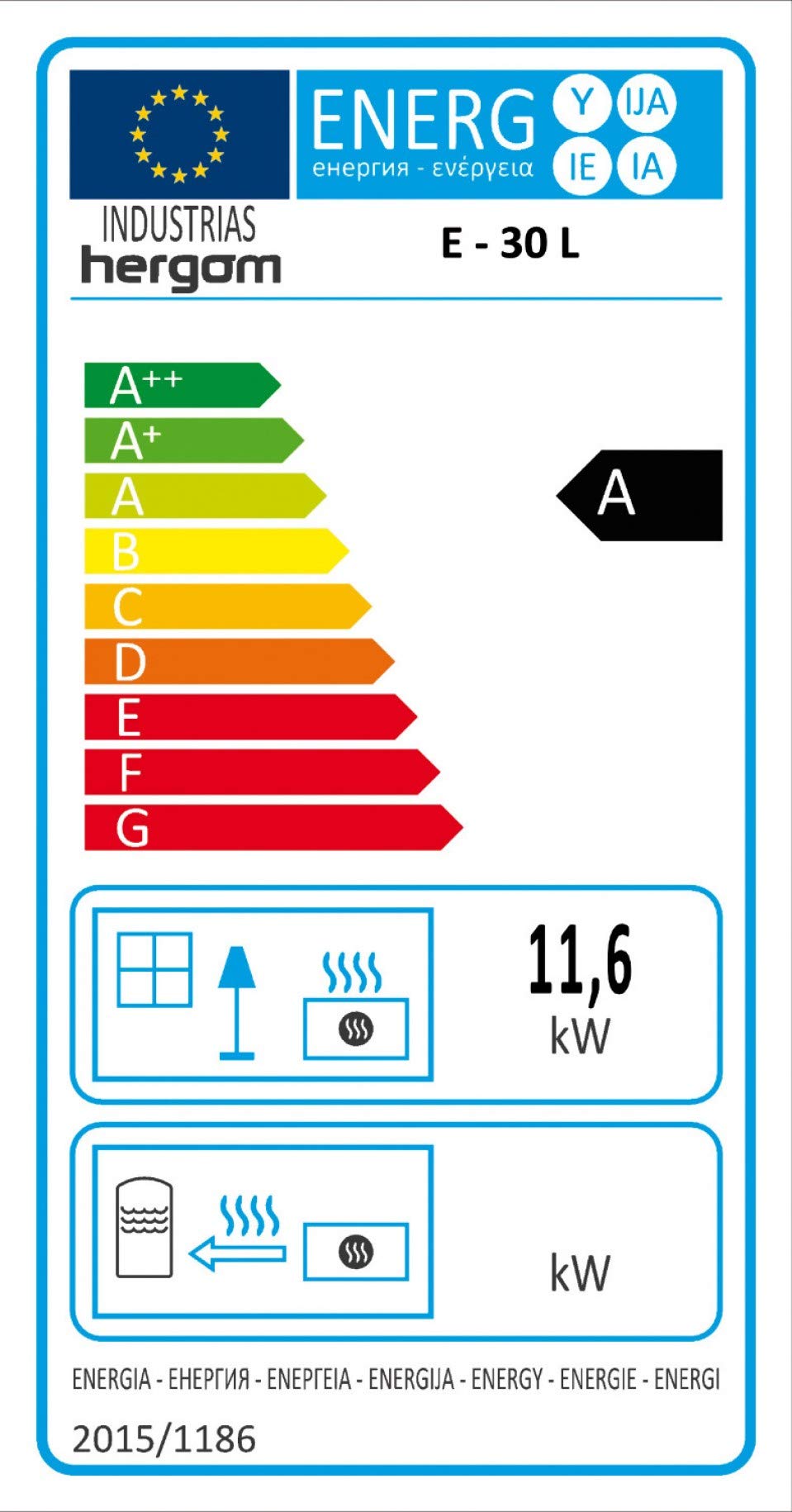 HERGOM ESTUFA DE LEÑA MODELO E-30 L, Hierro Fundido, 11-15 kW