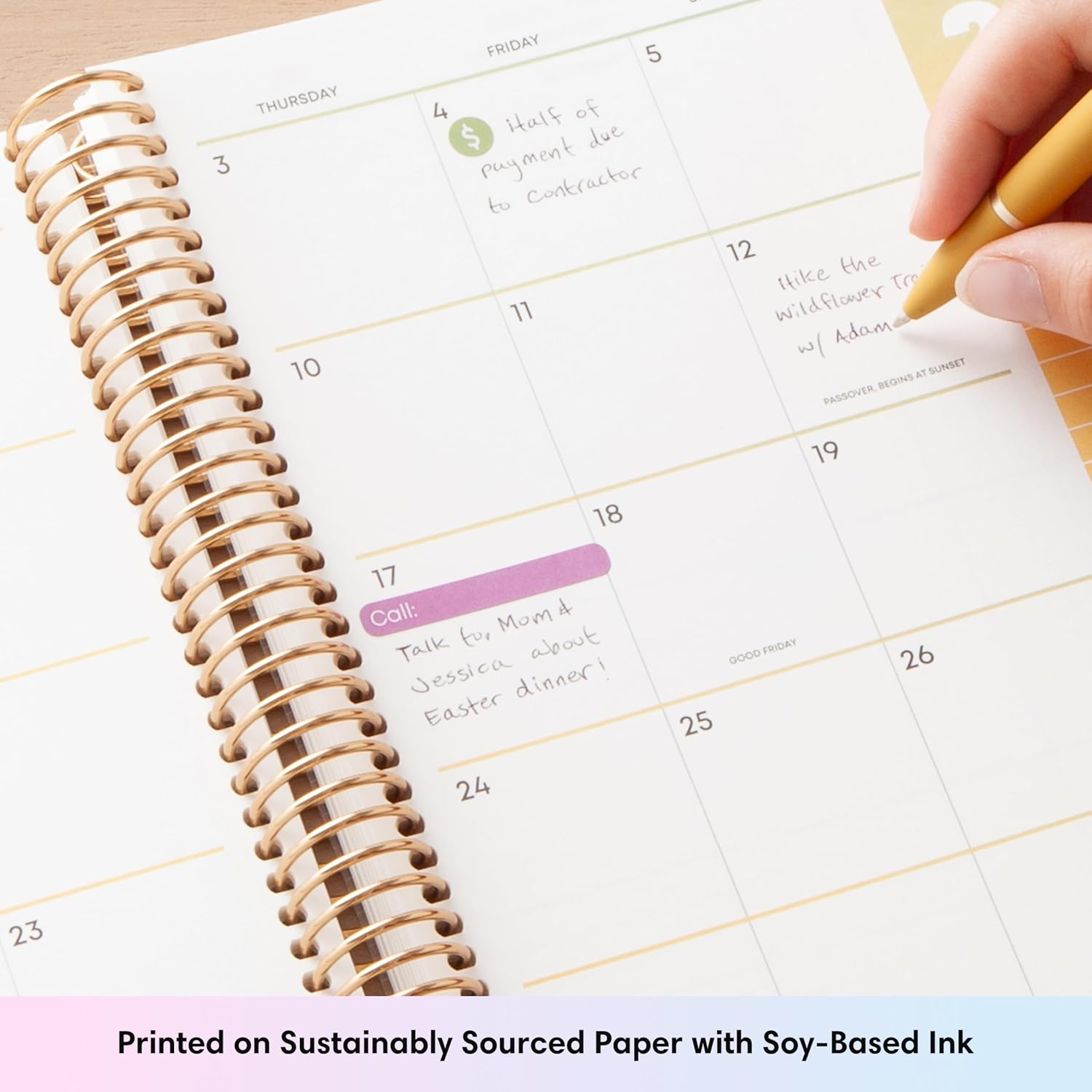 Blue Sky Livewell Weekly and Monthly Academic Year Planner Calendar, July - June, Flexible Cover, Wirebound, Colorful Interior, Laminated Tabs, Storage Pocket, Includes Stickers, Rainbow (Rainbow- 2025/2026, 7" x 9")