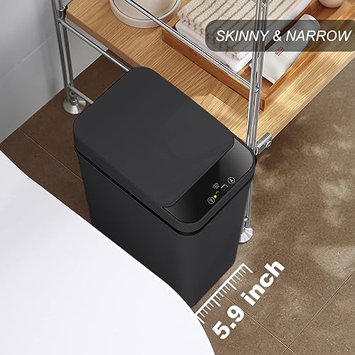 Miniatura 3 de Paquete de 3 basureros de baño con tapa, botes de basura automáticos de 2.5 galones, sin contacto, para dormitorio, oficina, pequeño bote de basura