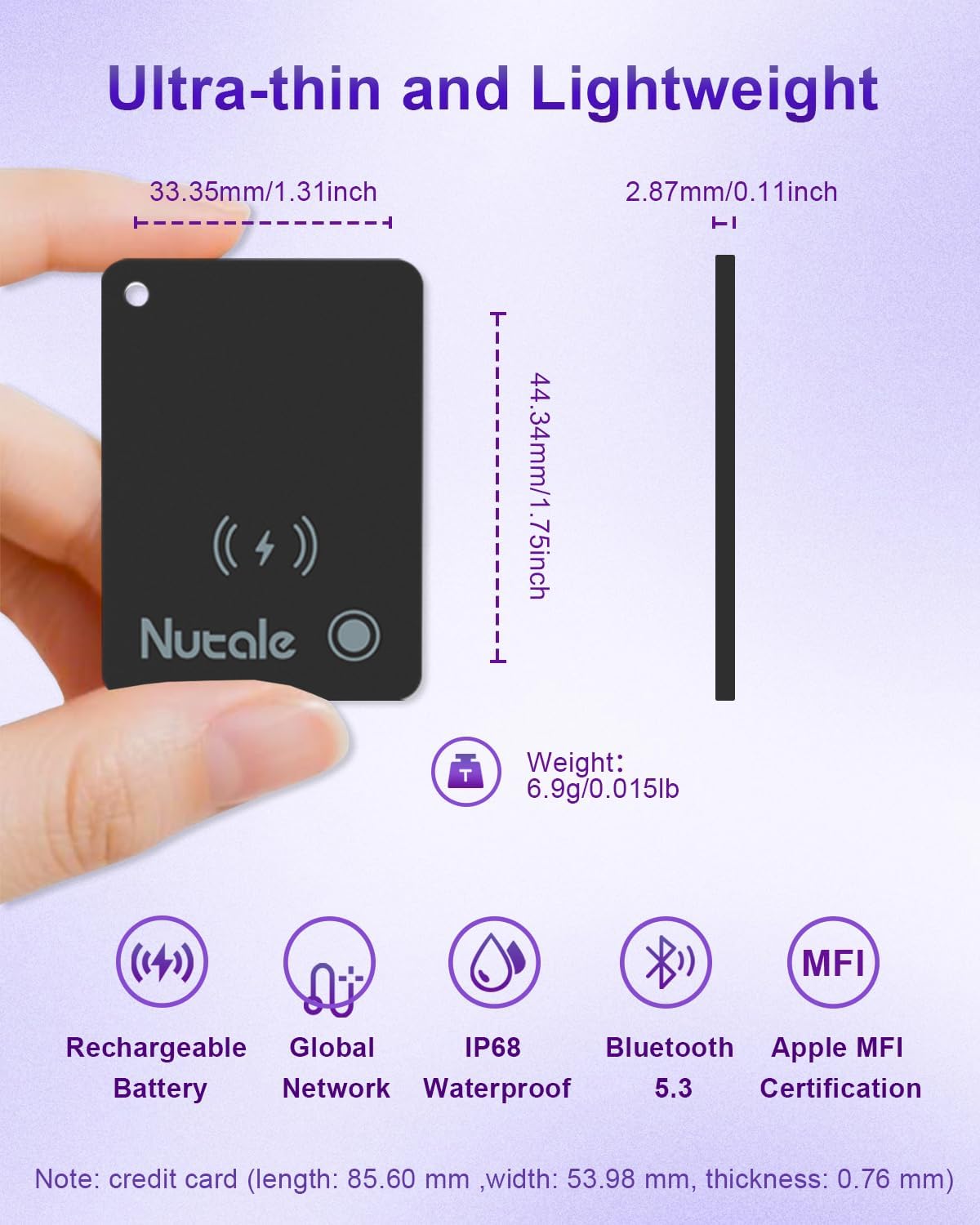 Wallet Tracker Card, Rechargeable Find My Tracking Card (iOS Only) image 3
