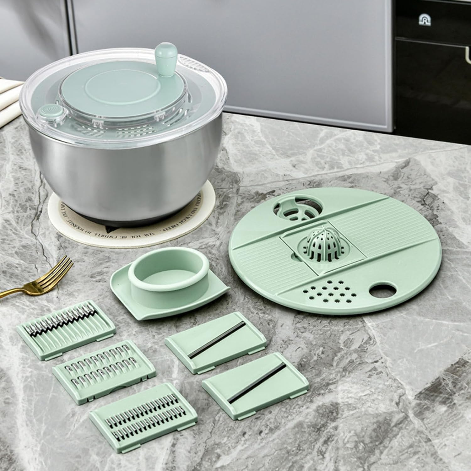 Stainless Steel Salad Spinner Vegetable Dryer Kitchen Tool