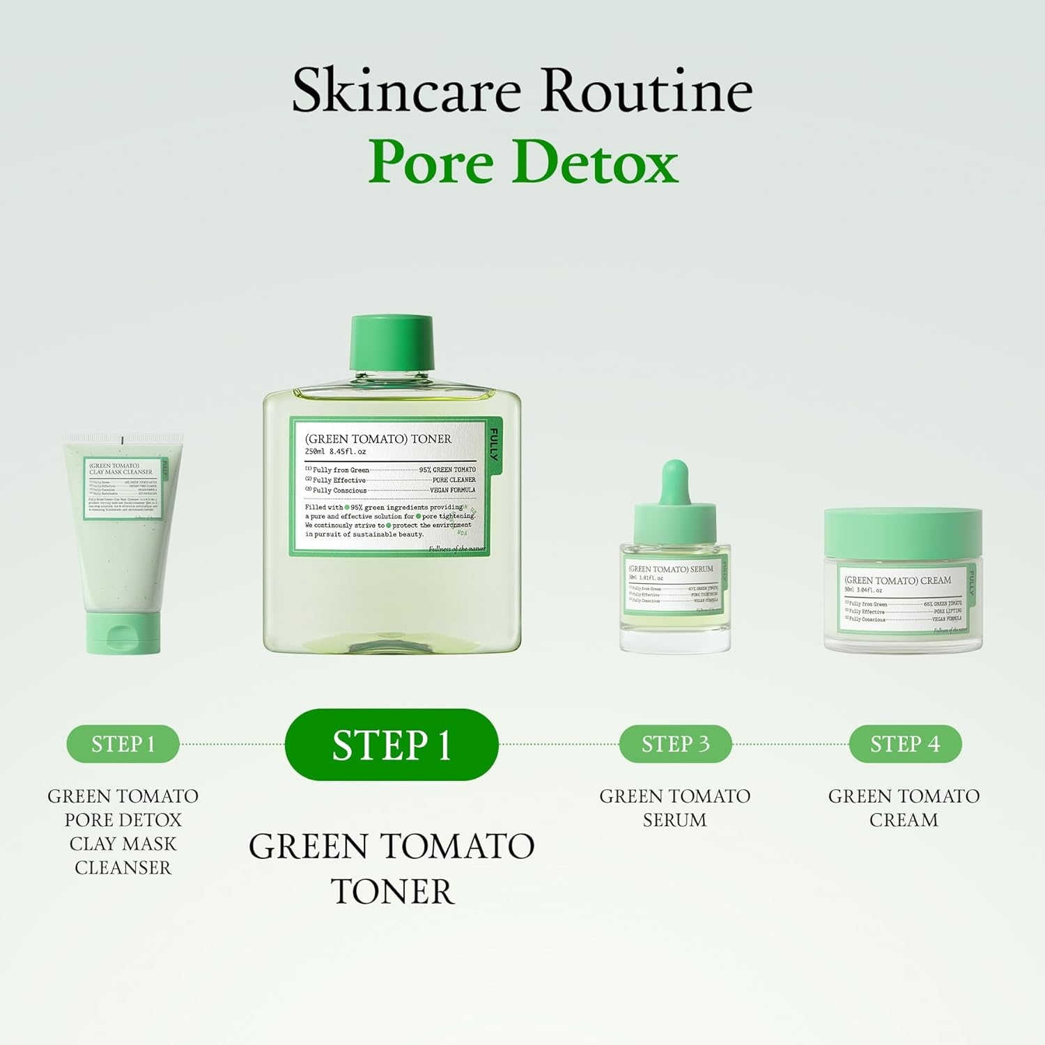 FULLY Green Tomato Toner, Pore Tightening with 95% Green Tomato Extract and VIT C, Skin Soothing and Hydrating, Fragrance Free, Vegan & Dermatologically Tested, 8.45 fl.oz - Image 10