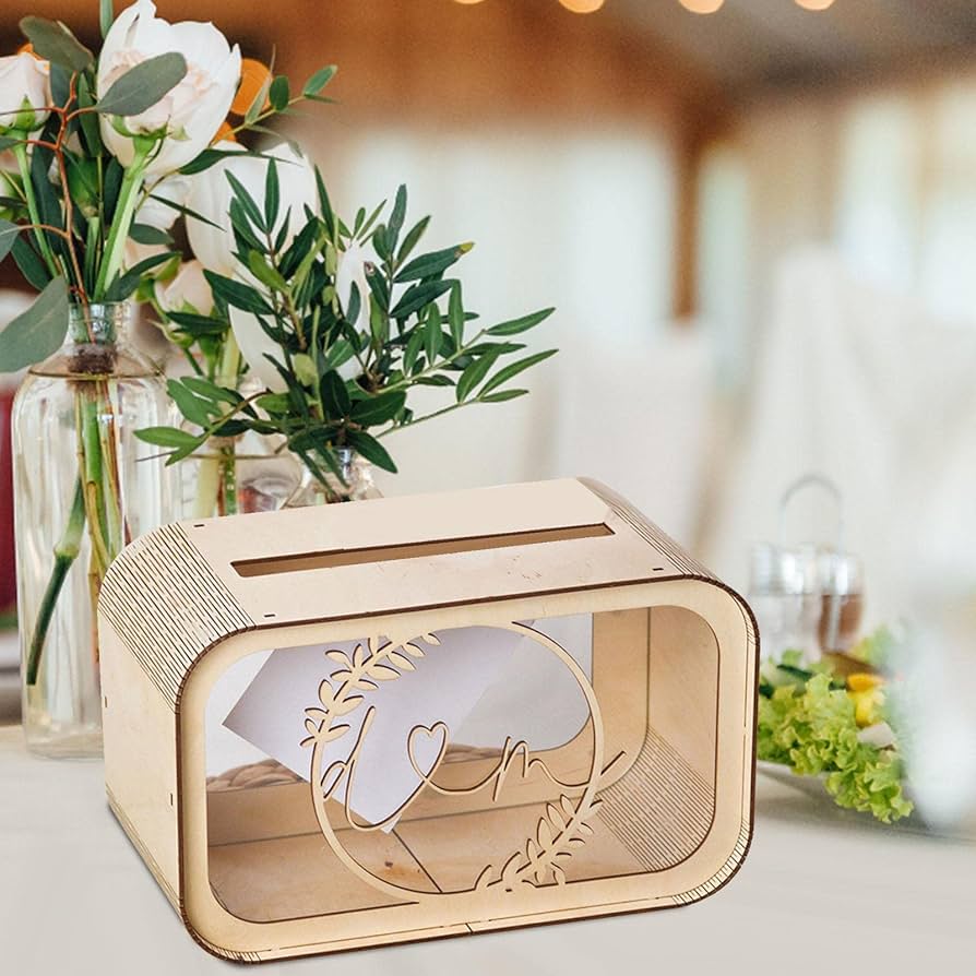 Amazon.co.jp: 結婚式の貯金箱、木製ギフトカードボックス、婚約